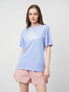 Футболка бавовняна жіноча Puma Graphics Relaxed Varsity Tee 69190960 M Intense Lavender (4069161745720)