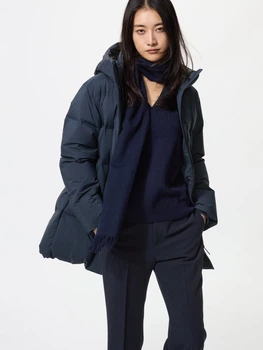 Пуховик Uniqlo розмір М темно синій (69) (481137)