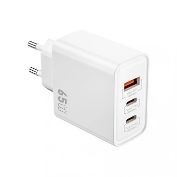 Сетевое зарядное устройство Wiwu Wi-G005 65 Вт, 2×USB-C для быстрой зарядки гаджетов, белый