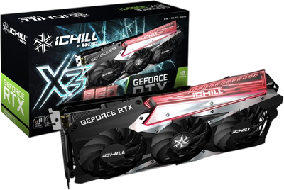 Відеокарта GeForce RTX 3060 Ti 8GB Inno3D iChill X3 Red LHR (C306T3-08D6X-1671VA39H) Б/В