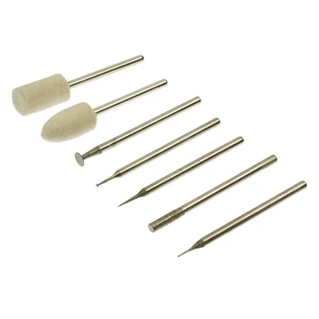 Набір насадок для бормашини QianLi 7 pcs Kit войлочні шарошки циліндр/конус алмазні фрези A2.5mm/A0.6mm/K1.0mm/K4.0mm