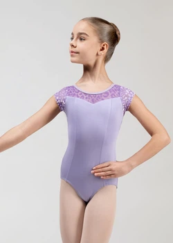 Купальник з коротким рукавом KIKI мікрополіамід+сітка флок, lilac, 152см