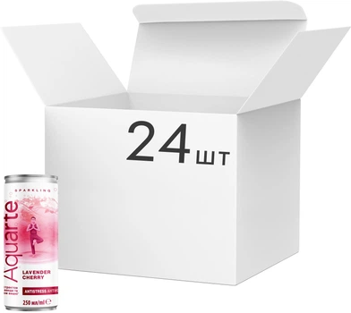 Упаковка воды Aquarte Antistress Can с экстрактом лаванды и вкусом вишни 0.25 л х 24 банки (4820264291534)