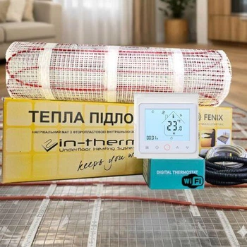 Тепла підлога комплект терморегулятор з Wi-Fi + нагрівальний мат in-therm ECO 15,0 м2 (2400 Вт)