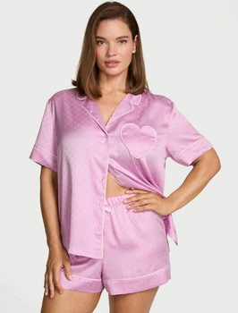 Піжама сатинова (сорочка+шорти) Victoria's Secret Бузкова S (27162711)