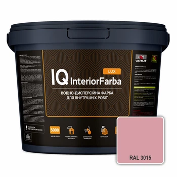 Інтер’єрна миюча матова фарба VAMIUT IQ InteriorFarba LUX, RAL 3015 (Світло-рожевий), 10 л