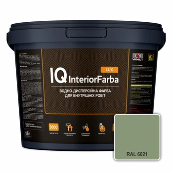 Інтер’єрна миюча матова фарба VAMIUT IQ InteriorFarba LUX, RAL 6021 (Блідо-зелений), 10 л