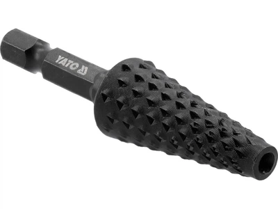Фреза рашпильная конусная по дереву YATO 15 x 65 мм HEX 1/4" углеродистая сталь YT-61740