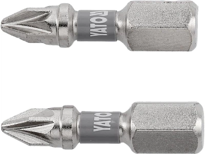 Биты YATO PZ1 x 25 мм HEX 1/4" никелированные 2 шт YT-78003