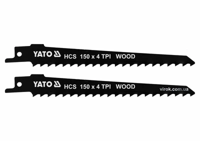 Полотна по дереву до шаблевої пили YATO : l= 150 мм, h= 1.2 мм, 4 зуби/1", 2 шт. YT-33921