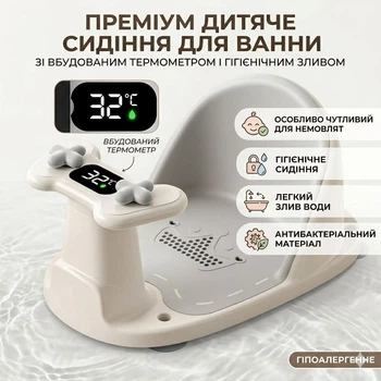 Дитяче сидіння для ванни з термометром та присосками , розмір 38х25х16см , в коробці Bimbo 9230-48