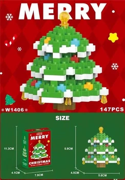 Конструктор новогодний Елка Merry Christmas 147 деталей пластиковая 3D модель для декора дома и рождественский подарок