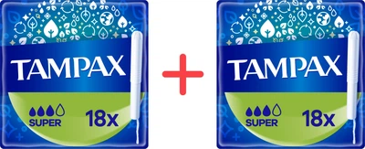 Набір Тампонів Tampax Super з аплікатором 18 шт х 2 шт (8006540716625_1)