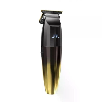 Професійний тример для окантовки волосся та бороди JRL FreshFade FF2020T Gold JRL-2020T-G з Т-подібним лезом із легованої сталі, роторним мотором 7200 об/хв, технологією Smart-Clip, автономністю 120 хв та комбінованим живленням чорно-золотий