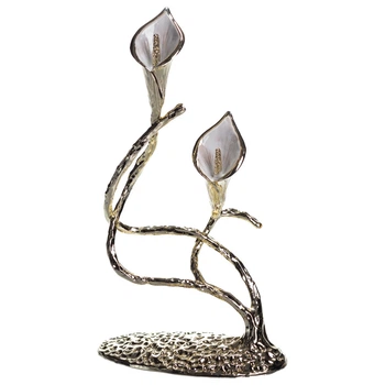 Металлическая статуэтка цветка каллы Calla Lilies 14х8х25 см для домашнего декора и камина