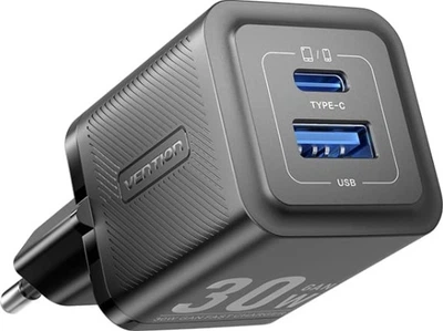 Ładowarka sieciowa Vention 2xUSB 30W (USB-A/USB-C) + USB-C cable M-M Black (TZ-FEQB0-EU-01)