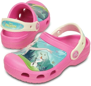 Кроксы детские, сабо для девочек Crocs Kids CC FrozenFever Clog K, размер 33-34, стопа 21-22см Розовый