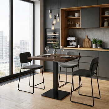 Стол кухонный квадратный RoMax Pocker 60 см Loft Орех Франклин/Черный