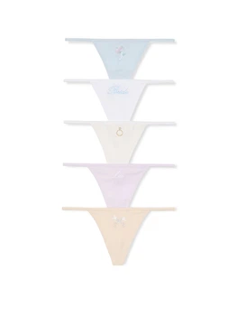 Набор трусиков Victoria's Secret (4245789874) 5-Pack Bridal Stretch Cotton V-String L комбинированные