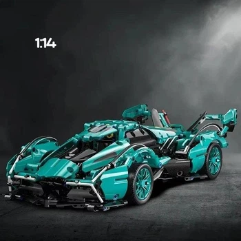 Конструктор Emissi Technic Спортивный болид - стримлайнер, 1280 деталей, масштаб 1:14 (36*16 см), от 5 лет, цвет Tiffany Blue