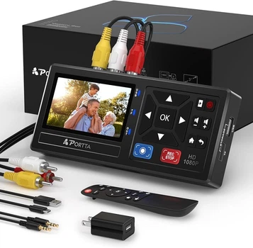 Видео захват видео конвертер PORTTA VHS to Digital Converter, RCA/S-Video, 3” LCD, MP4