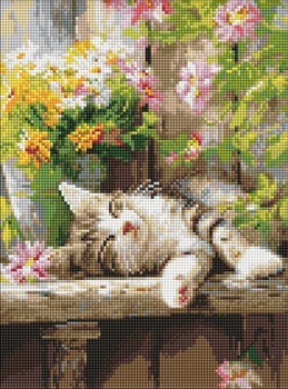 Алмазна мозаїка Муркотливий сон 30х40 см Ідейка (AMO20323)