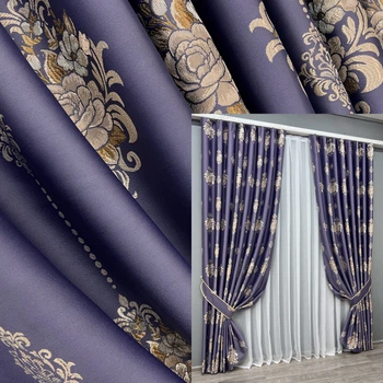 Комплект готовых штор VR-Textil с вышивкой гладью № 2056ш Синий 150х270 см 2шт (33-1063)