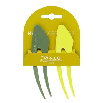 Заколка-шпилька для волосся Janeke Hair Clip Жовта та Зелена (12,5 см)