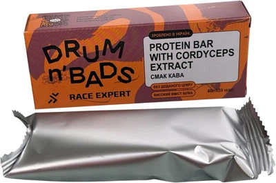 Протеиновый батончик с экстрактом Кордицепса Военного, вкус кофе 40 г DRUMnBADS