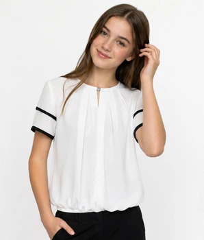 Блузка для девочки с коротким рукавом Sly 138/S/19 белый 158