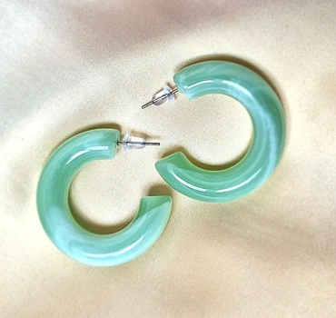 Женские сережки "Кольца" 3.8см jewelry Салатовые