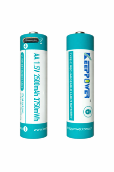 Аккумулятор AA Keeppower Li-ion 1.5V 2500 mAh USB Type-C (14500) высокого качества, набор 2 шт + кабель