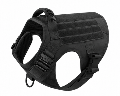 Шлейка для собак Tactical K9, металева пряжка фастекс і система MOLLE, XL (87-115 см) Чорний (271XL-BLACK)