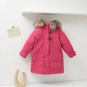 Куртка детская на пуху удлиненная Baby Basic Winter, 110см, Темно-розовый