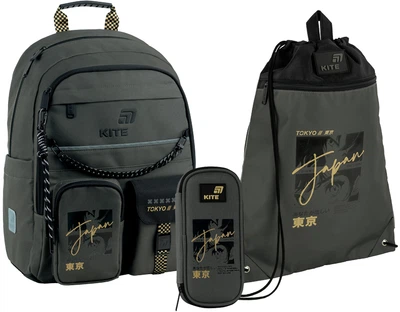 Набор Kite Tokyo Vibe рюкзак + пенал + сумка для обуви Хаки (SET _ K26-584M-4)