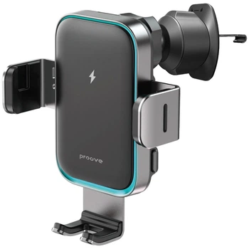 Автомобильный держатель с беспроводной зарядкой Proove Triple Clamp Pro 15W metal gray