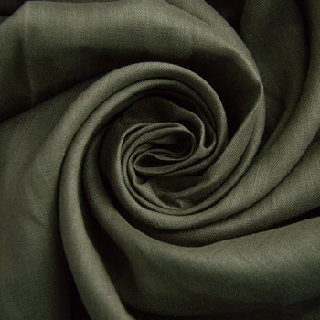 Ткань костюмная лен IDEIA 150 г/м2 135 см натуральный 100% лен для костюмов, платьев и летней одежды хаки м.п.