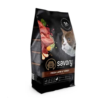 Savory Adult Cat Sensitive Digestion д/котів з чутл. травленням з ягням та індичкою, 2 кг