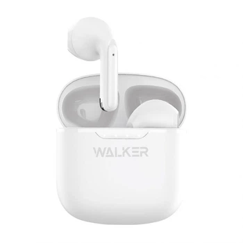 Беспроводные наушники Bluetooth WALKER WTS-33 White TWS с микрофоном, сенсорное управление, кейс для зарядки