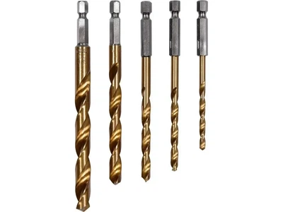 Набор титановых сверл по металлу YATO YT-44700 HSS-TiN HEX 1/4" 4-10 мм 5 шт