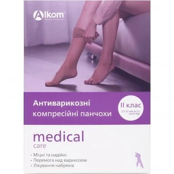 Антиварикозные чулки medical care, открытый носок, класс компрессии II Алком 00202 р.3