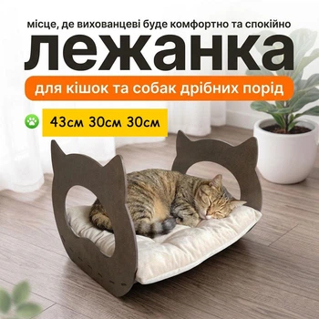 Лежанка деревянная для собак и кошек и других домашних животных: Уютная кроватка, кровать для киси