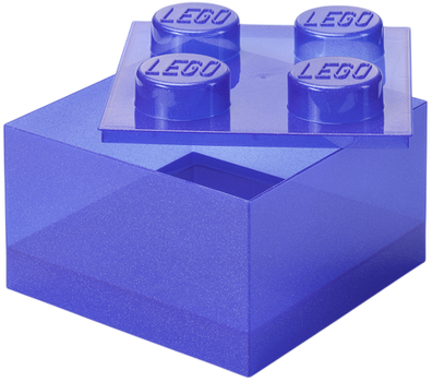 Pojemnik LEGO Klocek 4 Transparentny fioletowy z brokatem (40090800) (5711938249397)