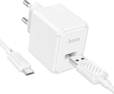 Мережевий зарядний пристрій з кабелем Hoco CS11A Ocean single port charger set (Type-C) White (6942007603614)