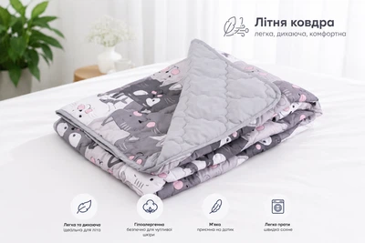 Ковдра Руно літня полуторна 140x205 см антиалергенне волокно Grey Cat (Р321.52СЛКУ_Grey Cat) Ковдра Руно літня полуторна 140x205 см антиалергенне волокно Grey Cat (Р321.52СЛКУ_Grey Cat)