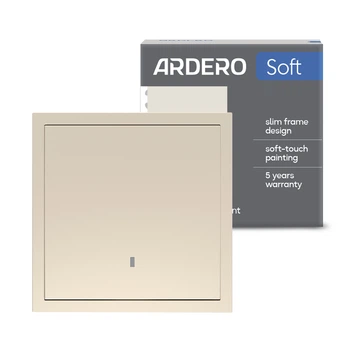 Выключатель 1-клавишный Ardero EV111L-C Soft 10А с подсветкой шампань