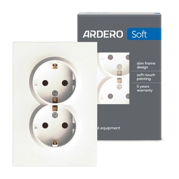 Розетка двойная Ardero ER122-W Soft 16А c заземлением белая