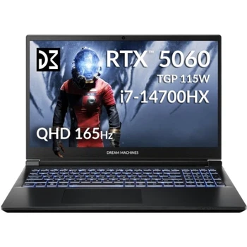 Ноутбук 15" Dream Machines RG5060-15UA21 Black, Intel Core i7-14700HX, 32GB, 1TB, RTX 5060, DOS