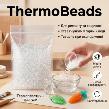 Поліморф для ремонту та творчості в гранулах ThermoBeads, 50 г, прозорий