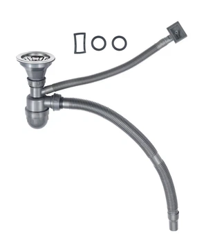 Сифон Valeso 402 одинарный, бутылочный, с переливом и нержавеющим выпуском, для кухонной мойки (SP000045314)